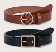 2pcs Geo Buckle Belt