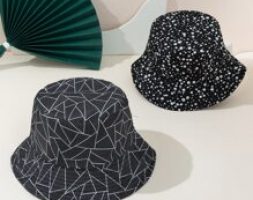 2pcs Geo Print Bucket Hat