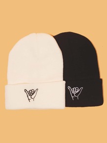 2pcs Guys Embroidery Beanie