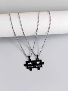 2pcs Guys Stainless Steel Geo Charm Necklace