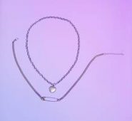 2pcs Heart Decor Chain Necklace