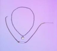 2pcs Heart Decor Chain Necklace