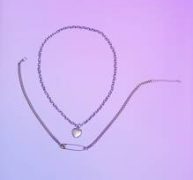 2pcs Heart Decor Chain Necklace