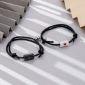 2pcs Heart Print Black Bracelet