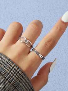 2pcs Hollow Out Design Ring