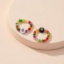 2pcs Letter Graphic Beaded Ring