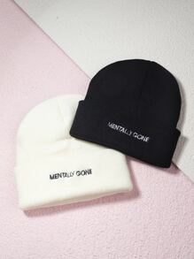 2pcs Letter Graphic Beanie