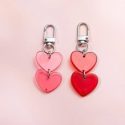 2pcs Link Heart Charm Keychain