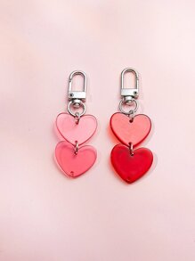 2pcs Link Heart Charm Keychain