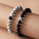 2pcs Marble Pattern Beaded Bracelet