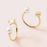 2pcs Pearl & Moon Decor Ring