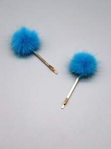 2pcs Pom Pom Decor Bobby Pin