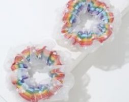 2pcs Rainbow Striped Scrunchie
