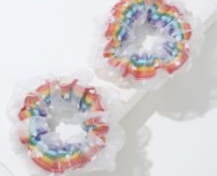 2pcs Rainbow Striped Scrunchie