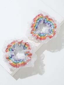 2pcs Rainbow Striped Scrunchie