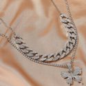 2pcs Rhinestone Butterfly Chain Necklace