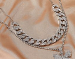 2pcs Rhinestone Butterfly Chain Necklace