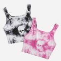 2pcs Skull Graphic Tie Dye Tank Top