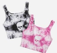 2pcs Skull Graphic Tie Dye Tank Top