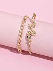 2pcs Snake Detail Bracelet