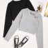 2pcs Solid Crop Tee