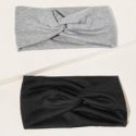 2pcs Solid Cross Knot Headband