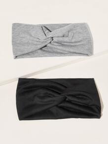 2pcs Solid Cross Knot Headband