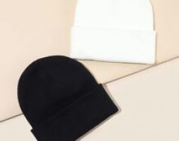 2pcs Solid Knitted Hat