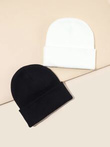 2pcs Solid Knitted Hat