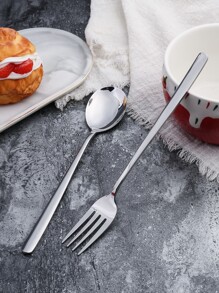 2pcs Stainless Steel Spoon & Fork Set