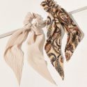 2pcs Vintage Crumpled Scrunchie Scarf