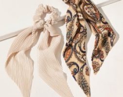 2pcs Vintage Crumpled Scrunchie Scarf