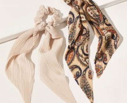 2pcs Vintage Crumpled Scrunchie Scarf