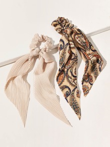 2pcs Vintage Crumpled Scrunchie Scarf