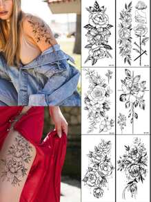 2sheets Flower Pattern Tattoo Sticker