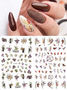 2sheets Leaf Print Nail Art Sticker