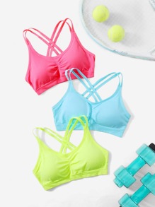 3 Pack Solid Crisscross Sports Bra