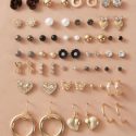 30pairs Faux Pearl & Butterfly Decor Earrings