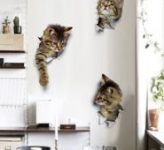 3D Cat Print Wall Sticker