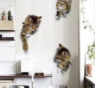 3D Cat Print Wall Sticker