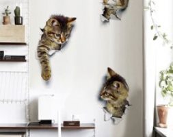 3D Cat Print Wall Sticker