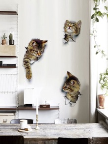 3D Cat Print Wall Sticker