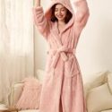 3D Ears Design Belted Hooded Teddy Bathrobe