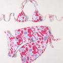 3pack All Over Bikini Swimsuit With Beach Skirt