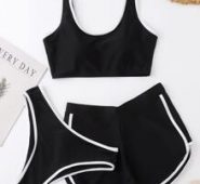 3pack Contrast Binding Bikini Swimsuit