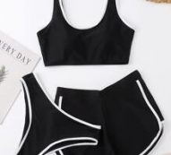 3pack Contrast Binding Bikini Swimsuit