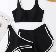 3pack Contrast Binding Bikini Swimsuit