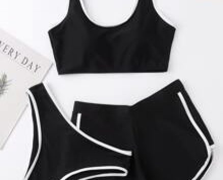 3pack Contrast Binding Bikini Swimsuit