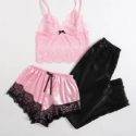 3pack Contrast Lace Lingerie Set