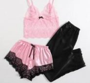 3pack Contrast Lace Lingerie Set